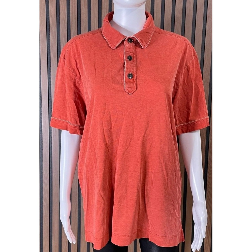 Tommy Bahama Men's Orange Dyed Polo Shirt Men's L‎ 100% Cotton Made In Peru